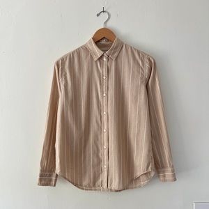 Everlane 00 The Silky Cotton Relaxed Shirt Beige White Stripe